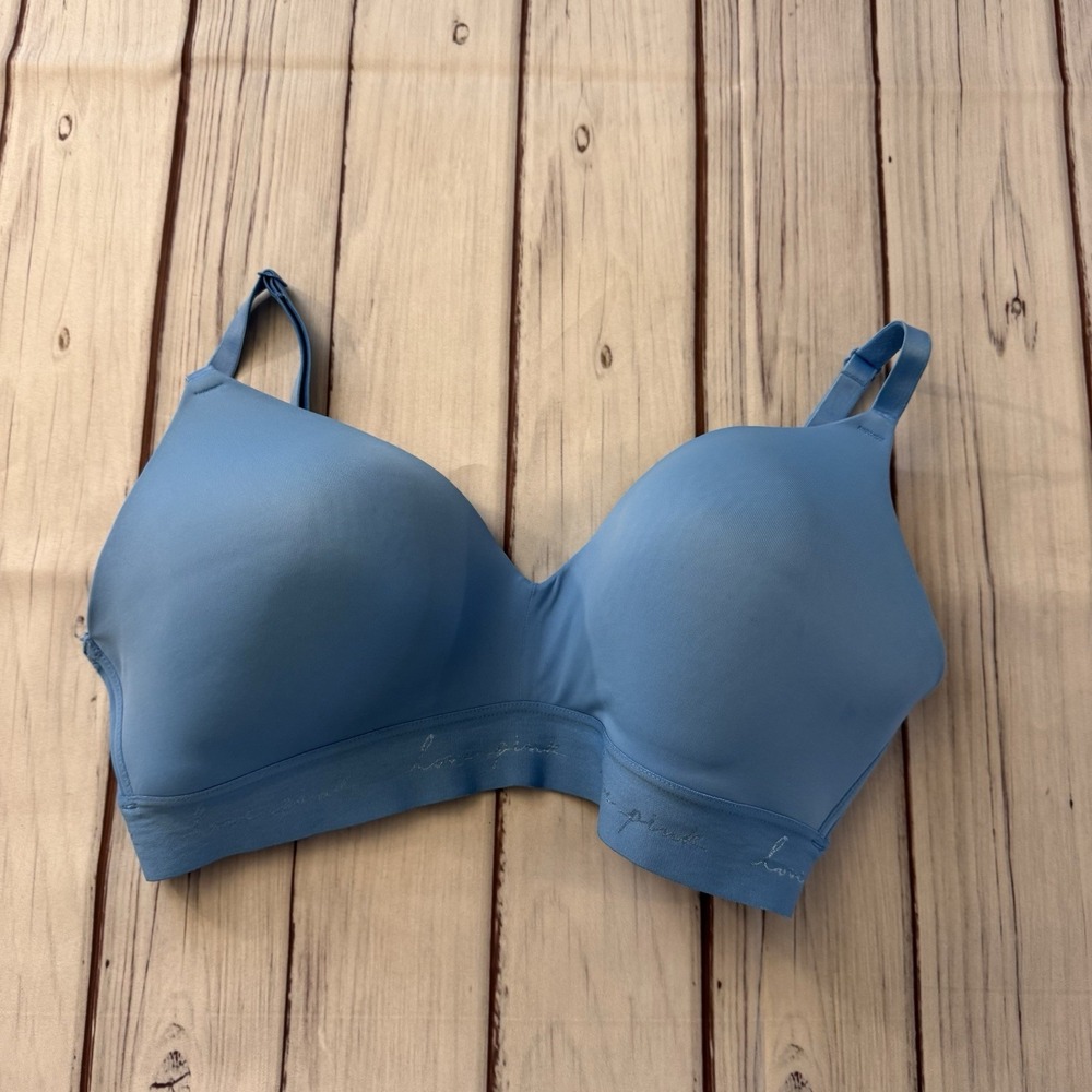Victoria's Secret PINK Lightly Lined Wireless Bra 36DD‎ Blue Coral